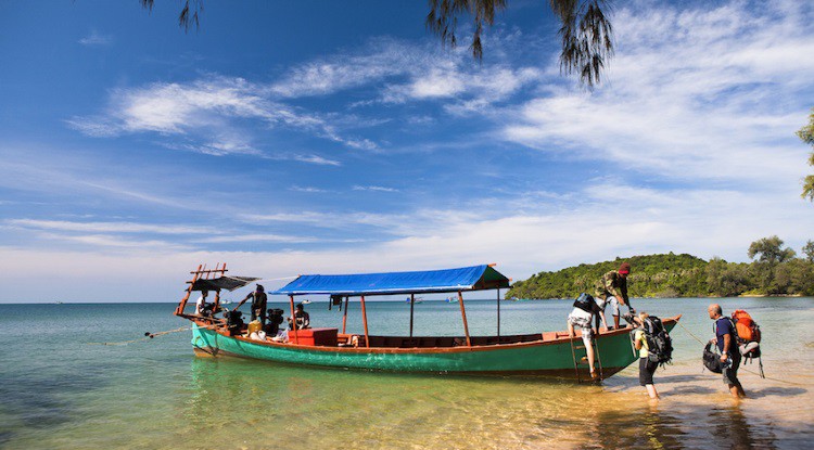 A long tail boat from Koh Rong to Koh Rong Samloem