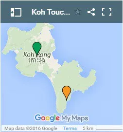 Koh Touch on Koh Rong Island in Cambodia Map