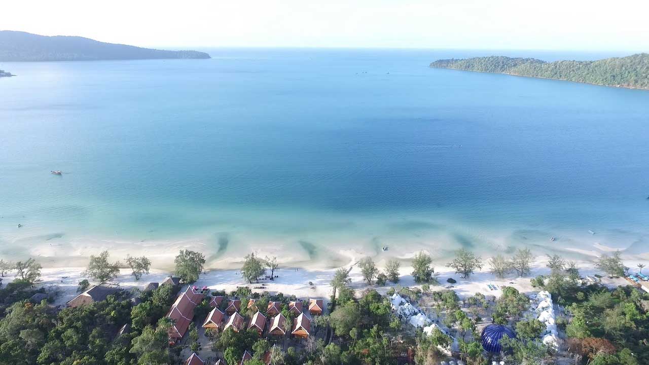 Aerial View of Saracen Bay on Koh Rong Samloem