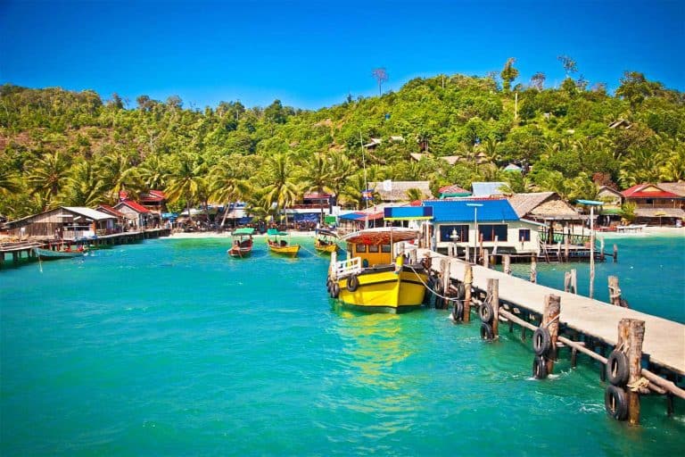 A Pier on Koh Touch on Koh Rong Island in Cambodia