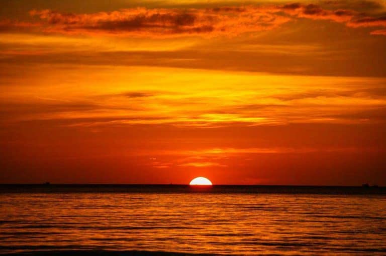 Sunset on Long Beach, Koh Rong Island in Cambodia