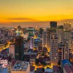 A birds-eye photo of Phnom Penh in Cambodia