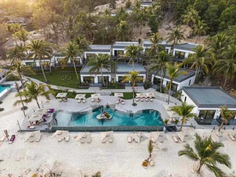 Aerial view of Apsara Resort on Koh Rong Island in Cambodia