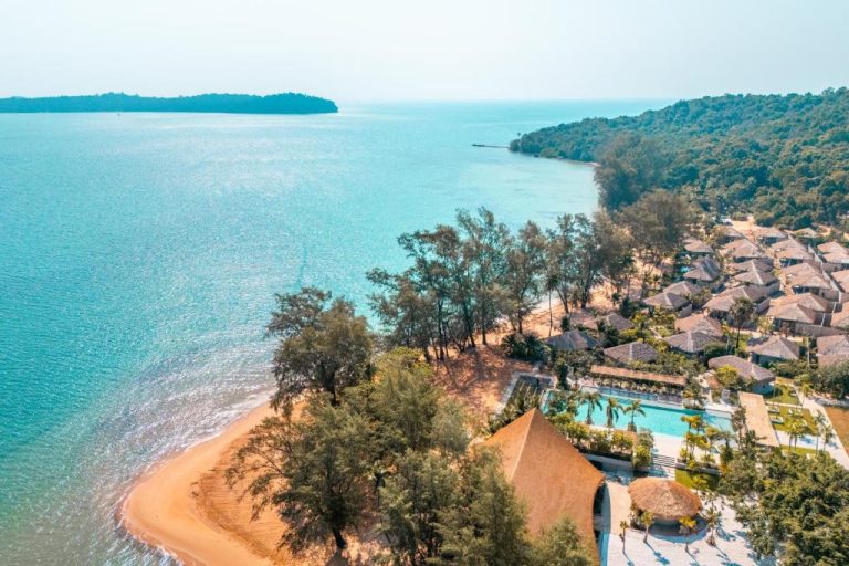 A bird's-eye view of JATI Resort on Koh Russey Island in Cambodia